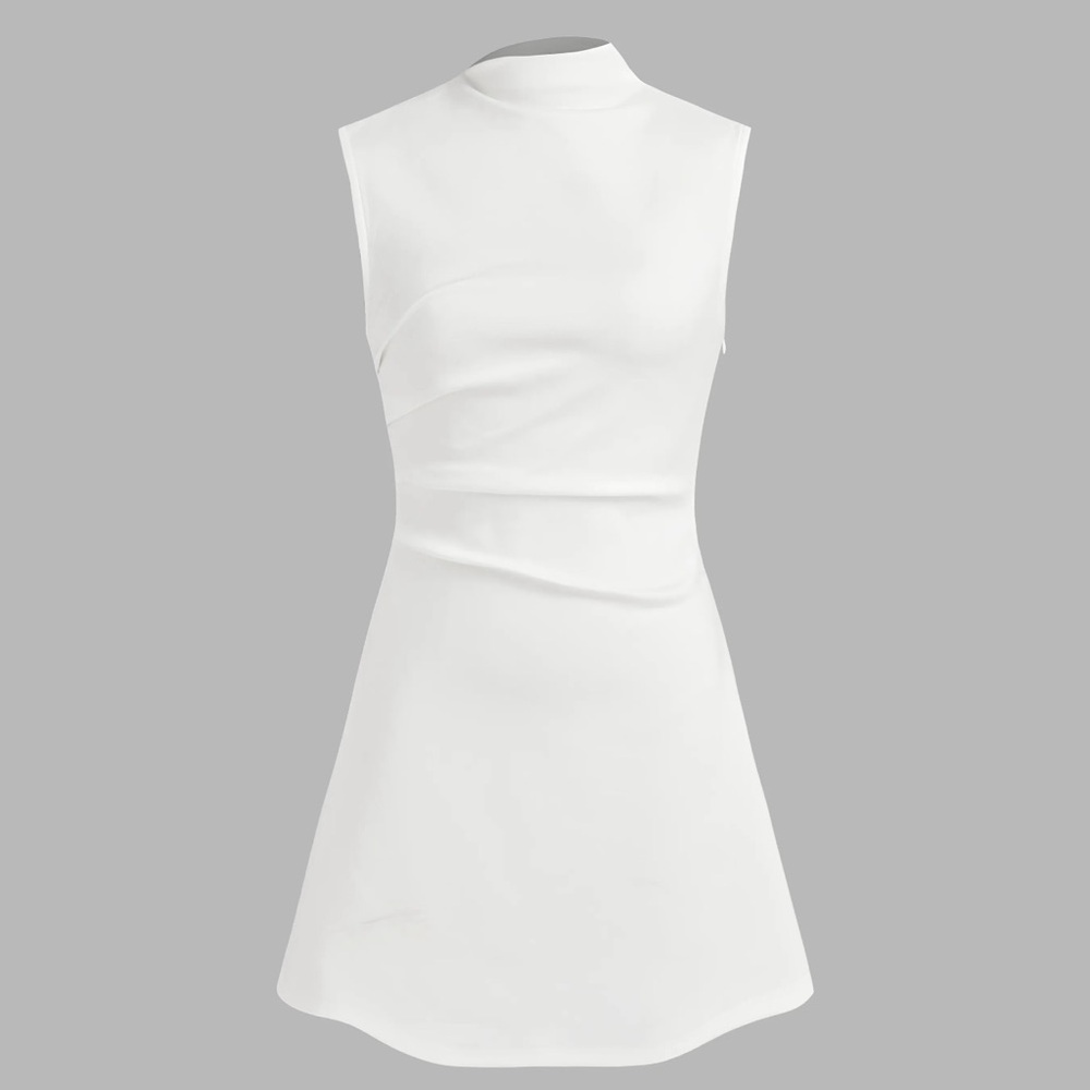 NWT - TURTLENECK SLEEVELESS RUCHED MINI
DRESS
